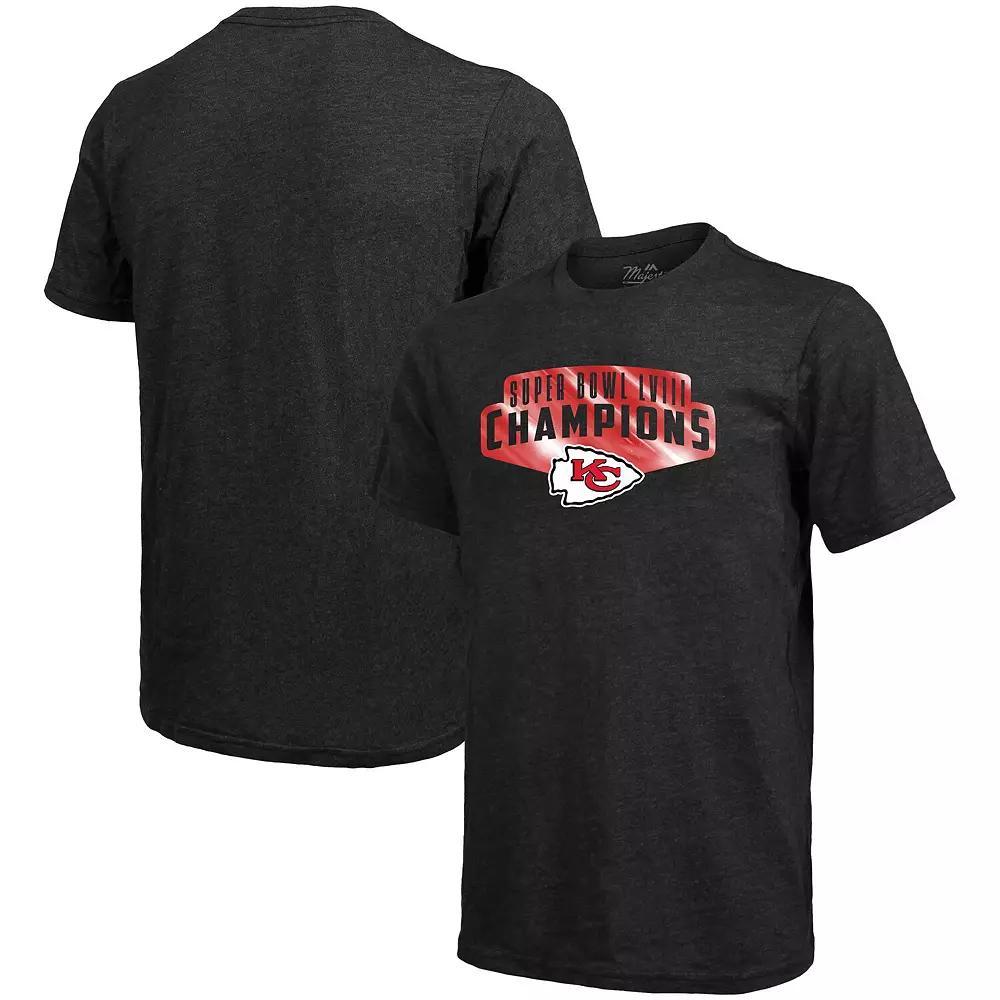 Men's Majestic Threads Black Kansas City Chiefs Super Bowl LVIII Champions Tri-Blend T-Shirts, Size: XL Product Image