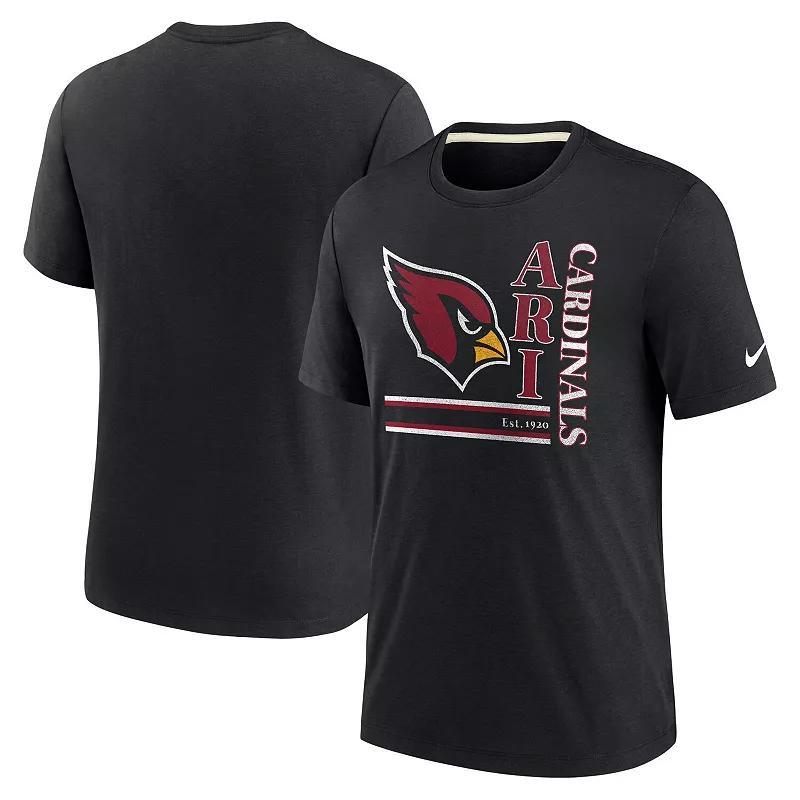 Men's Nike Black Arizona Cardinals Wordmark Logo Tri-Blend T-Shirt, Size: Small Product Image