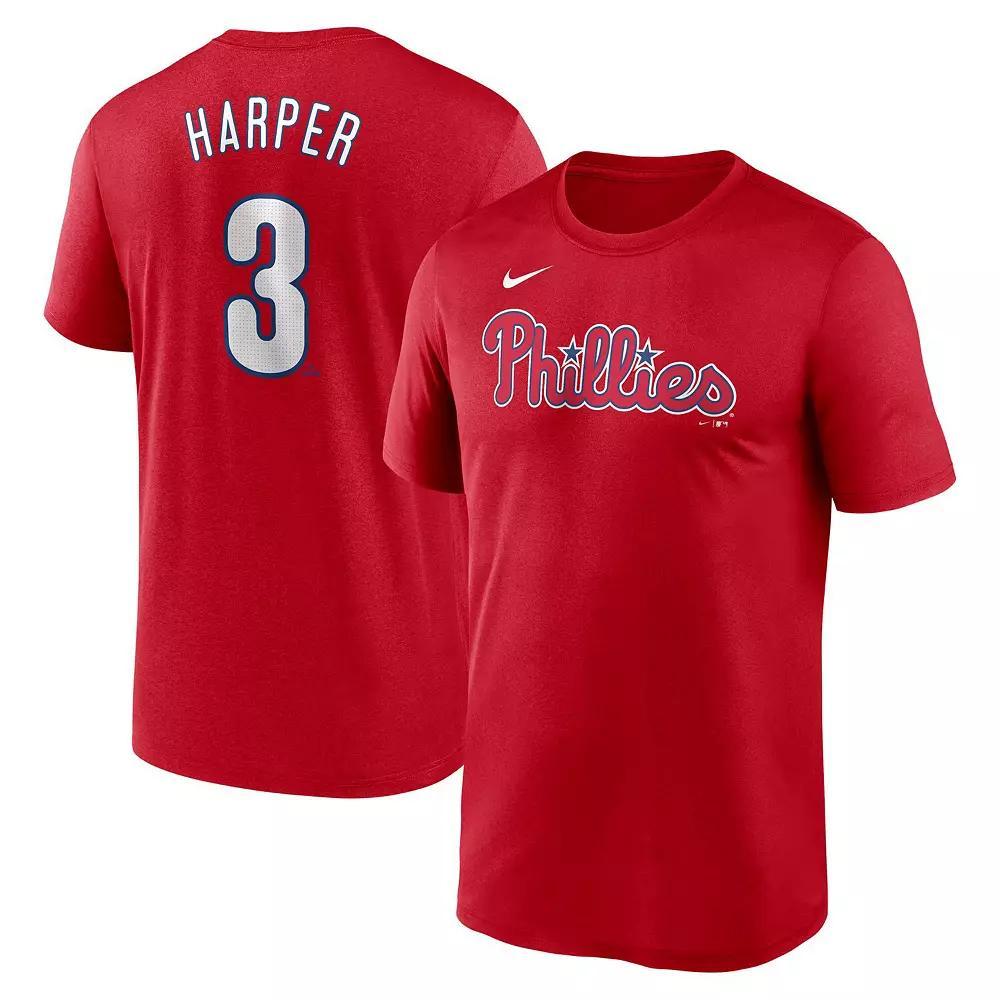 Men's Nike Bryce Harper Red Philadelphia Phillies Legend Name & Number Performance T-Shirt,  Product Image