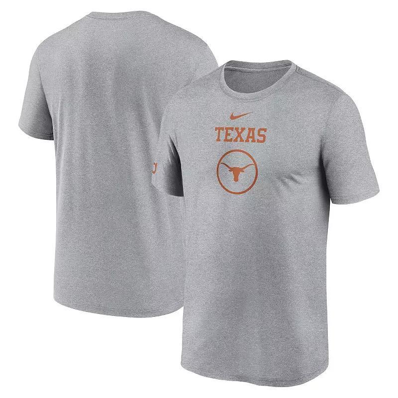 Men's Nike Heather Gray Texas Longhorns On-Court Basketball Legend Practice Performance T-Shirt, Size: Large, Grey Product Image