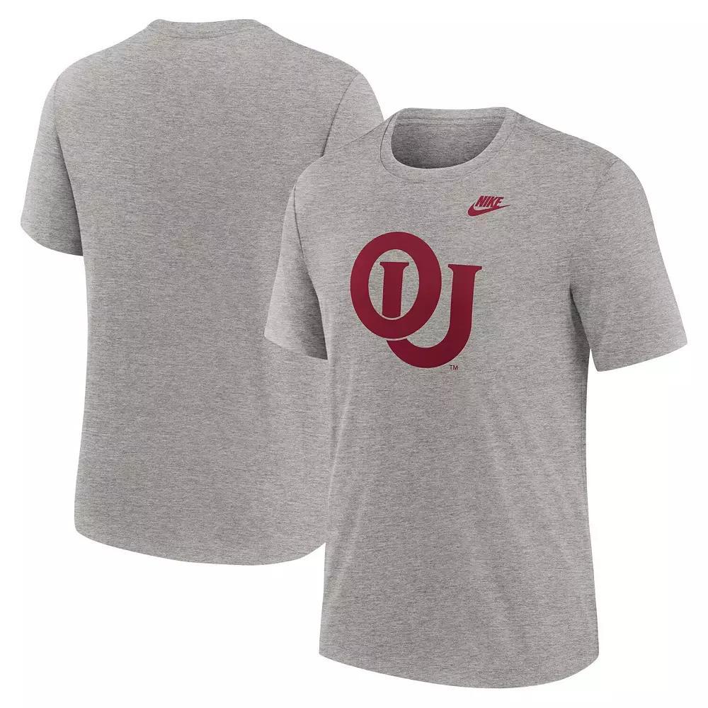 Men's Nike Heather Gray Oklahoma Sooners Blitz Evergreen Legacy Primary Tri-Blend T-Shirt, Size: 2XL, Grey Product Image