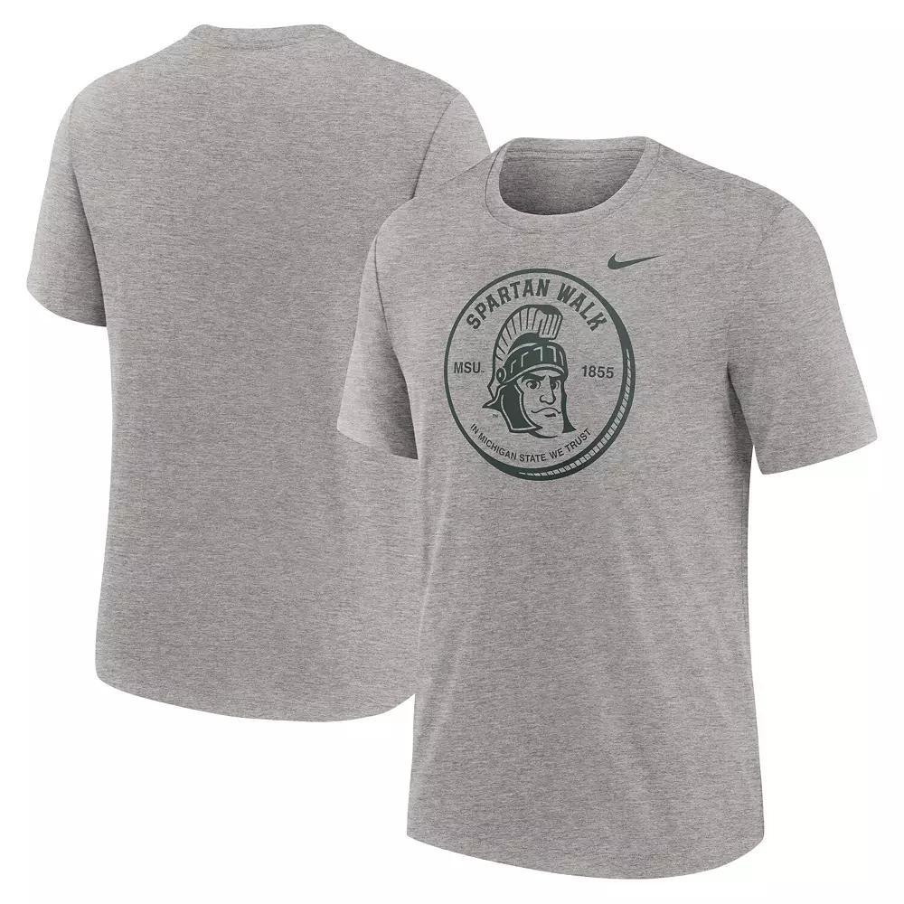 Men's Nike Heather Gray Michigan State Spartans Local Campus Time Honored Tradition Tri-Blend T-Shirt,  Product Image