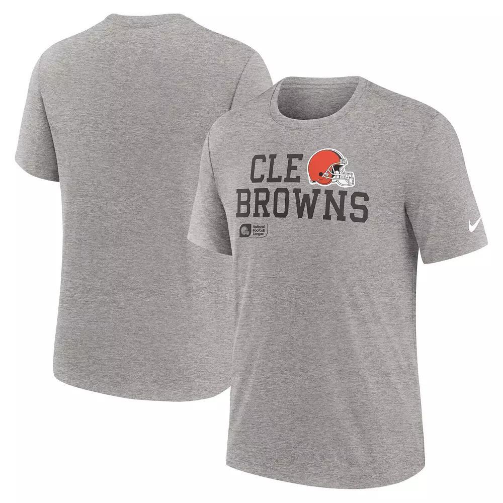 Men's Nike Heather Gray Cleveland Browns Overlap Lockup Tri-Blend T-Shirt,  Product Image