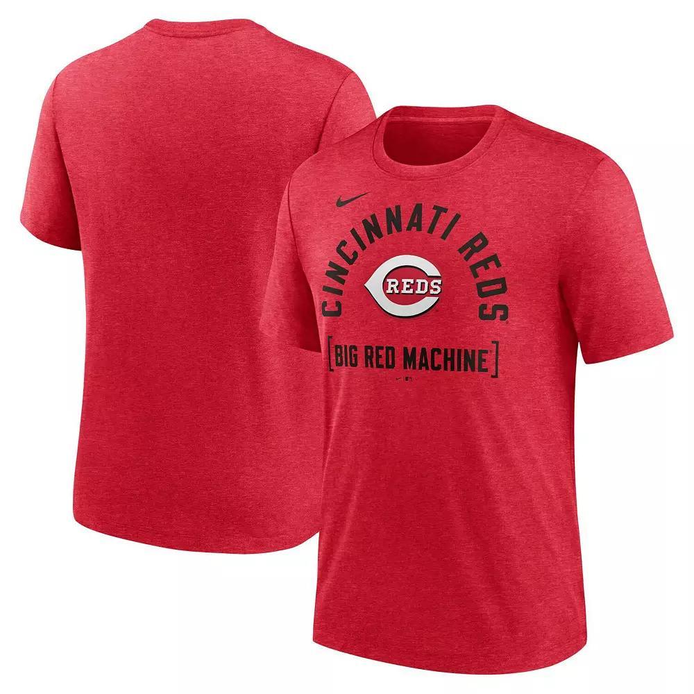 Men's Nike Heather Red Cincinnati Reds Swing Big Tri-Blend T-Shirt, Size: Medium, Red Red Product Image