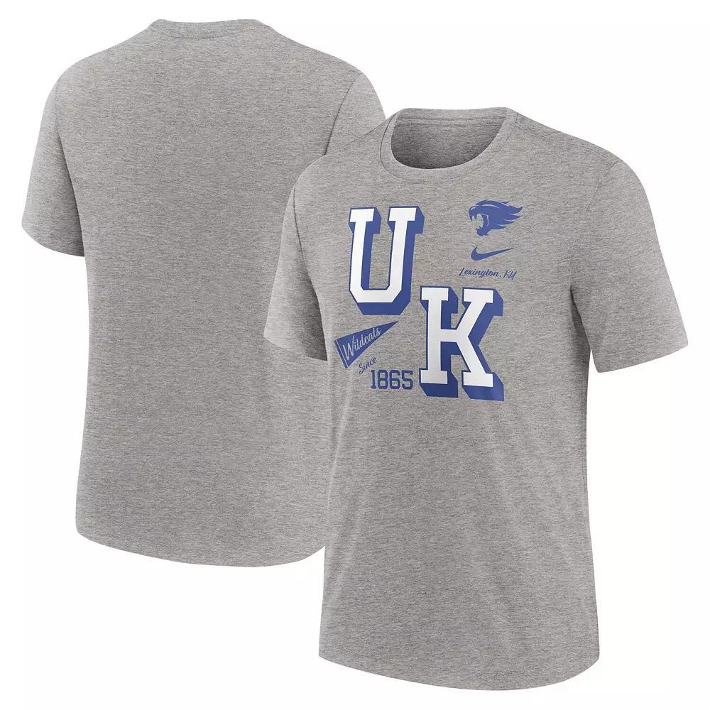 Men's Nike Heather Gray Kentucky Wildcats Blitz Roll Call Tri-Blend T-Shirt,  Product Image