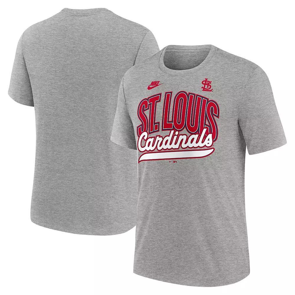Men's Nike Heather Gray St. Louis Cardinals Cooperstown Collection Retro Tri-Blend T-Shirt,  Product Image