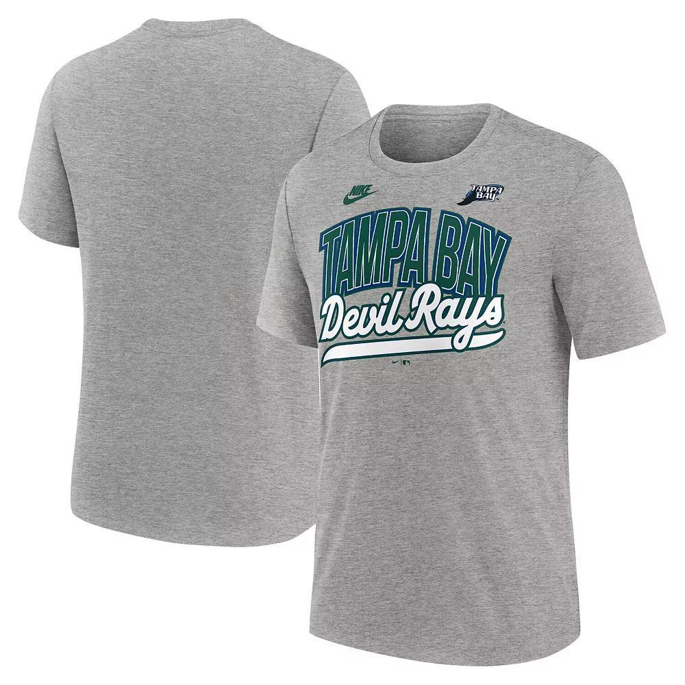 Men's Nike Heather Gray Tampa Bay Rays Cooperstown Collection Retro Tri-Blend T-Shirt,  Product Image