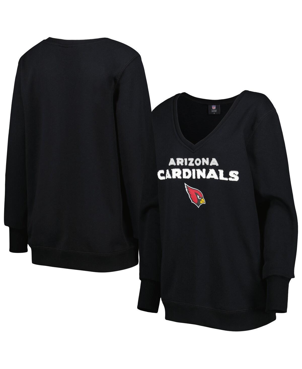 Womens Cuce Black Arizona Cardinals Sequin Logo V-Neck Pullover Sweatshirt Product Image