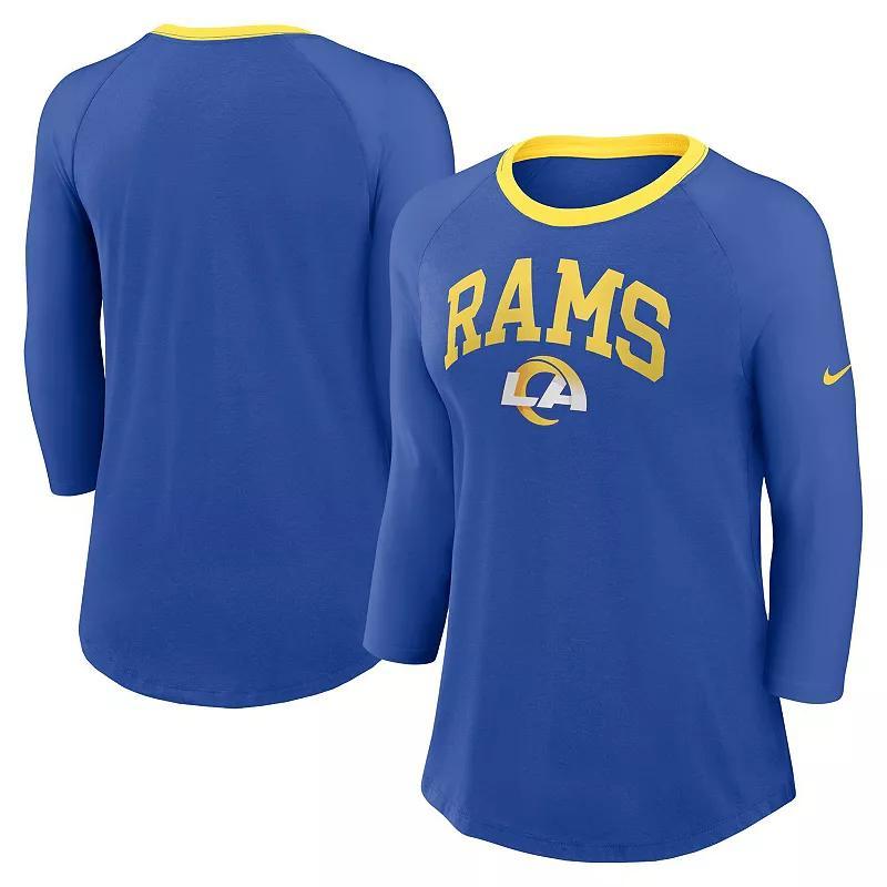 Women's Nike Royal Indianapolis Colts Raglan 3/4 Sleeve T-Shirt, Size: Medium, Blue Product Image