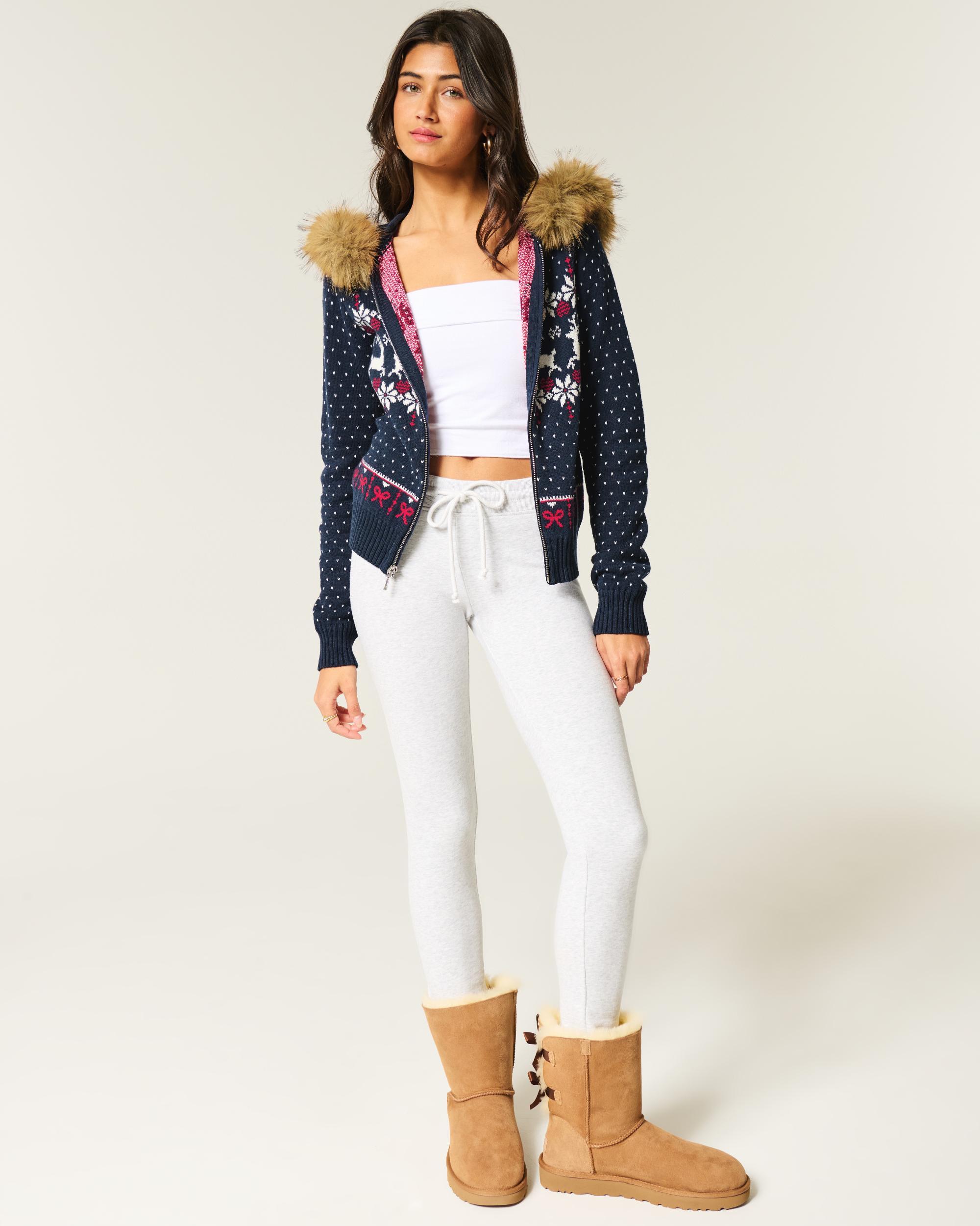 Hooded Fair Isle Zip-Up Sweater Product Image