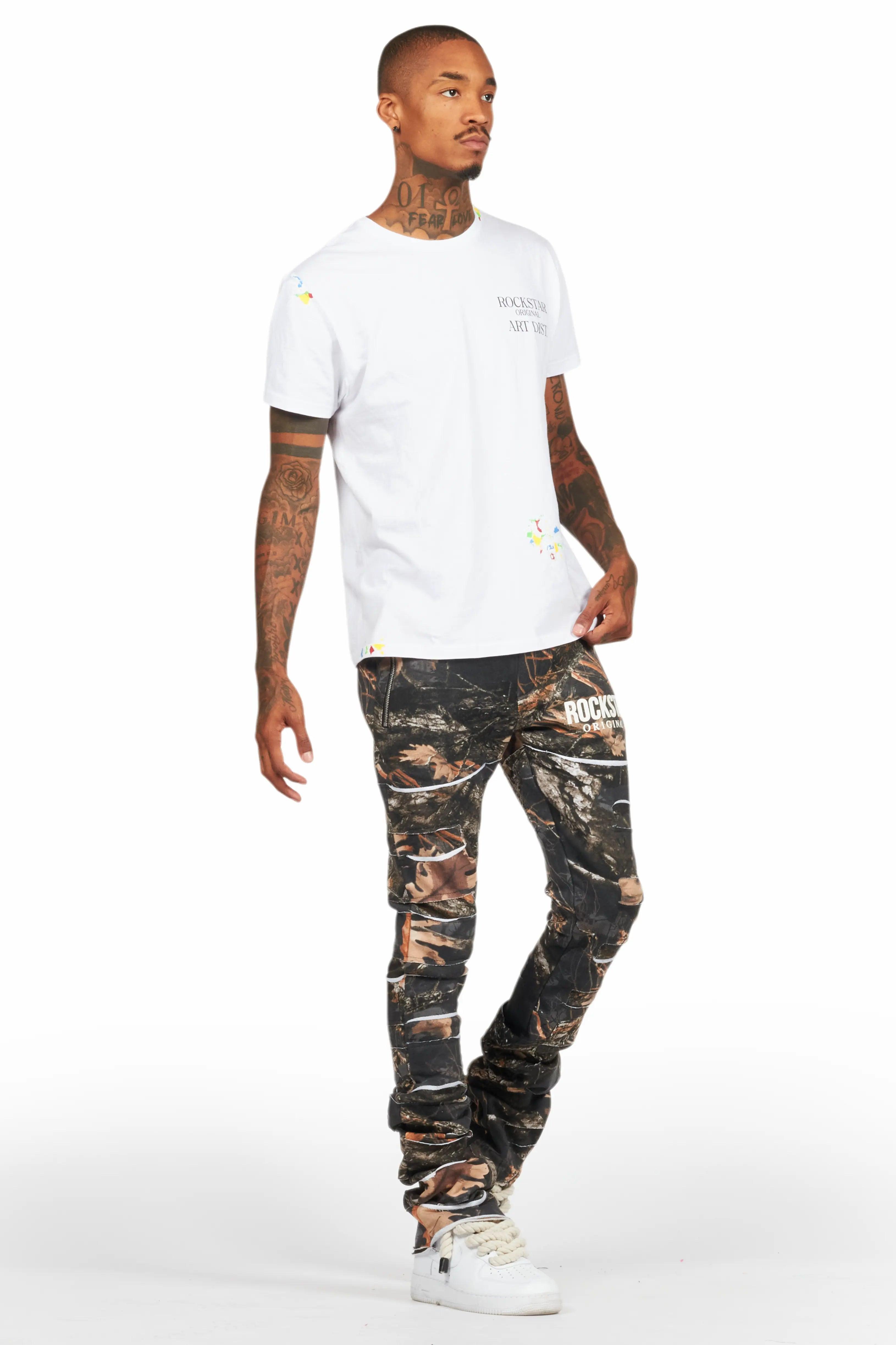 Emilio Black Tree Camo Stacked Flare Track Pant Male Product Image