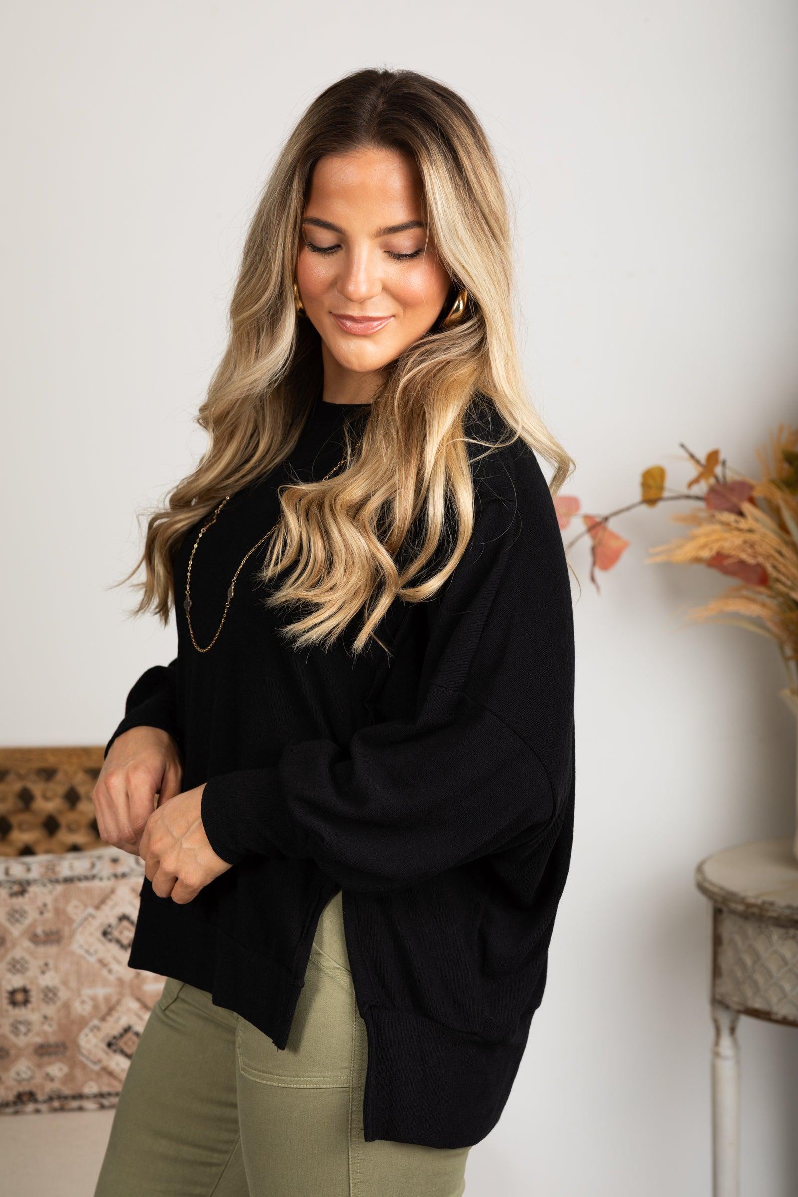 Pieced Oversized Crepe Hacci Knit Top Product Image