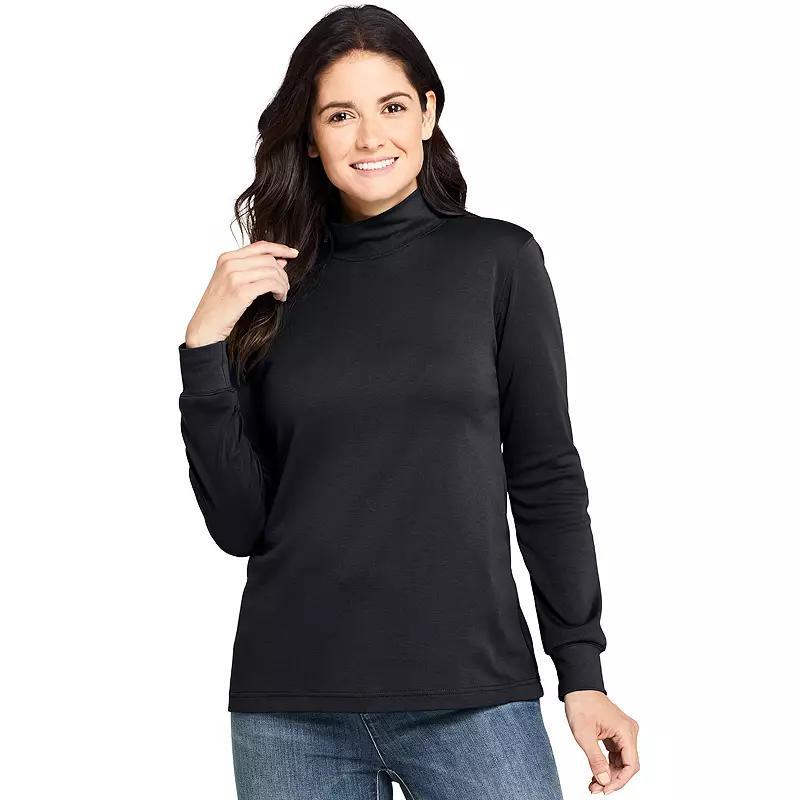 Women's Lands' End Relaxed Mockneck Top, Size: XS, Black Product Image