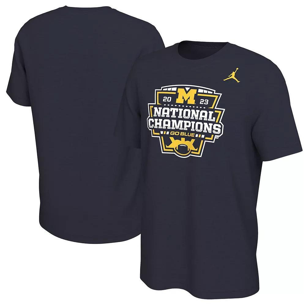 Men's Jordan Brand Navy Michigan Wolverines College Football Playoff 2023 National Champions Team T-Shirt, Size: Small, Blue Product Image