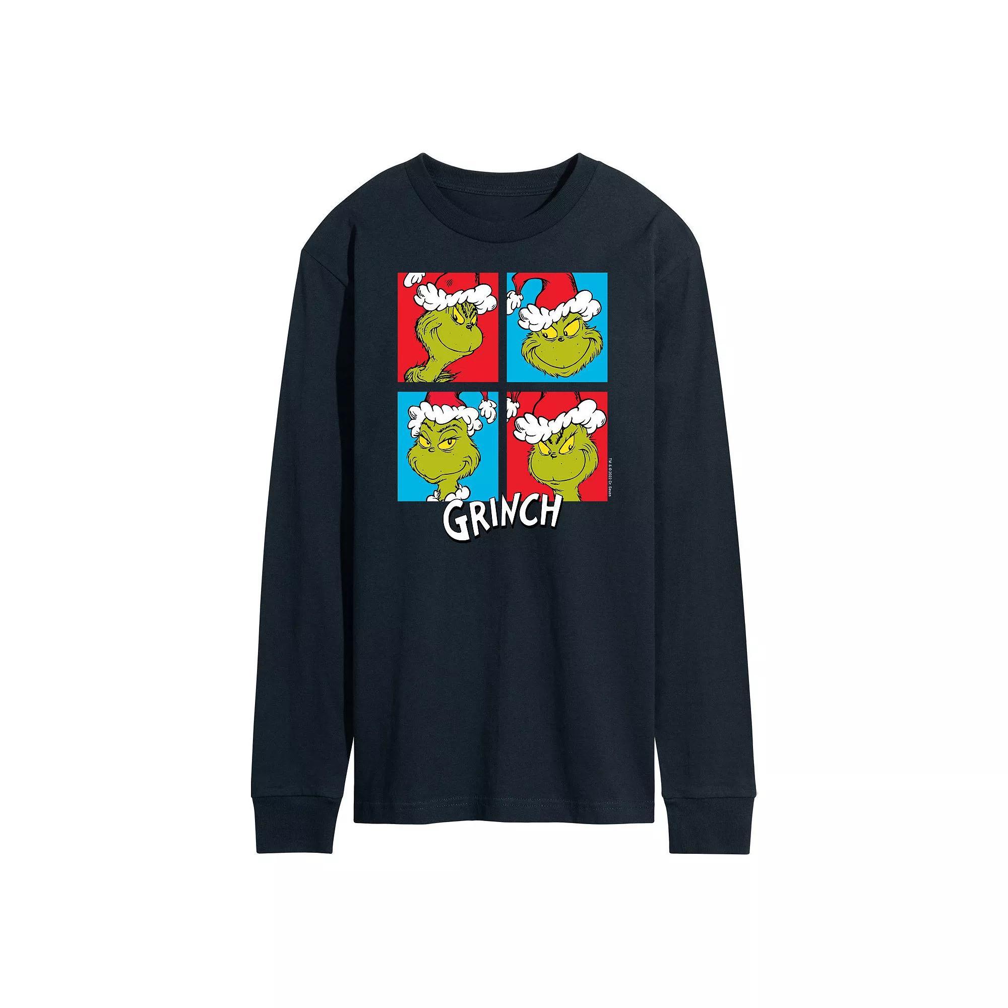 Men's Dr. Seuss Grinch Grid Long Sleeve Tee,  Product Image