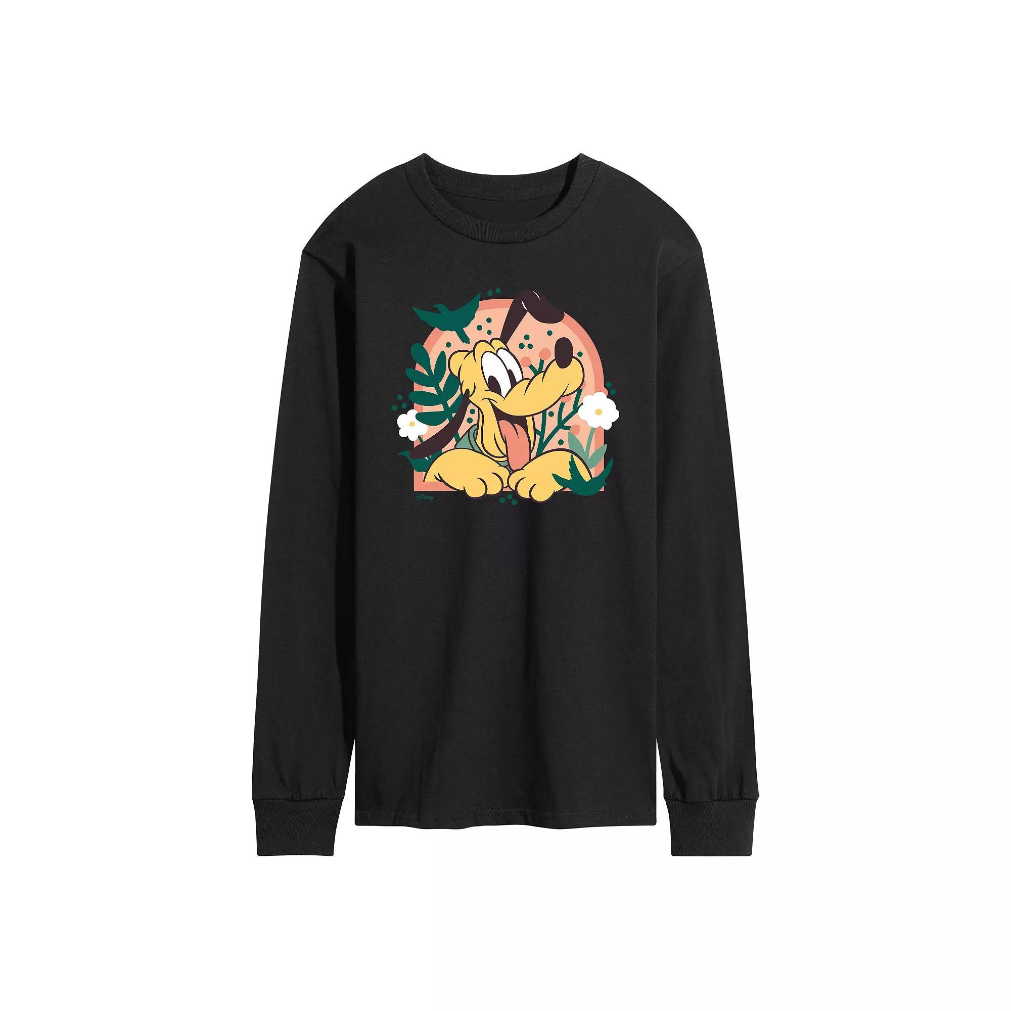 Disney's Mickey Mouse & Friends Pluto Men's Plants Long Sleeve Graphic Tee,  Product Image
