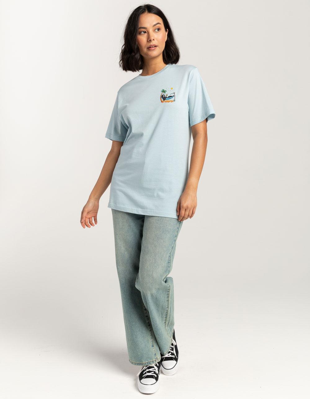 LAST CALL CO. Sunny Place For Shady People Womens Boyfriend Tee - LIGHT BLUE Product Image