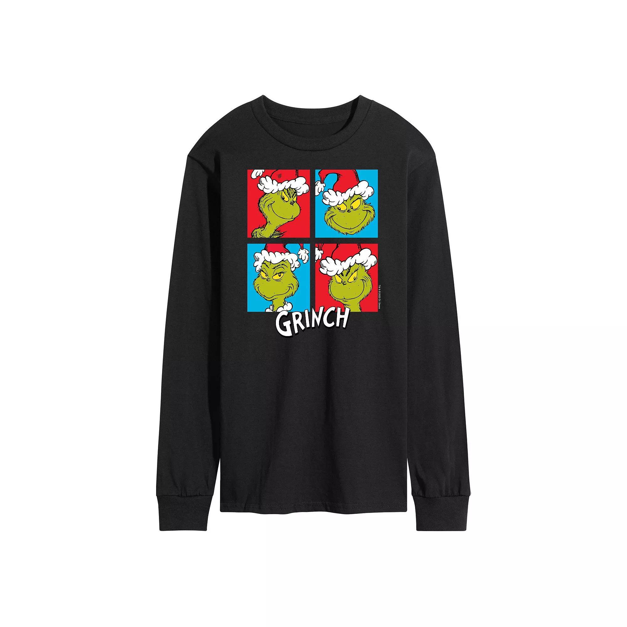 Men's Dr. Seuss Grinch Grid Long Sleeve Tee,  Product Image