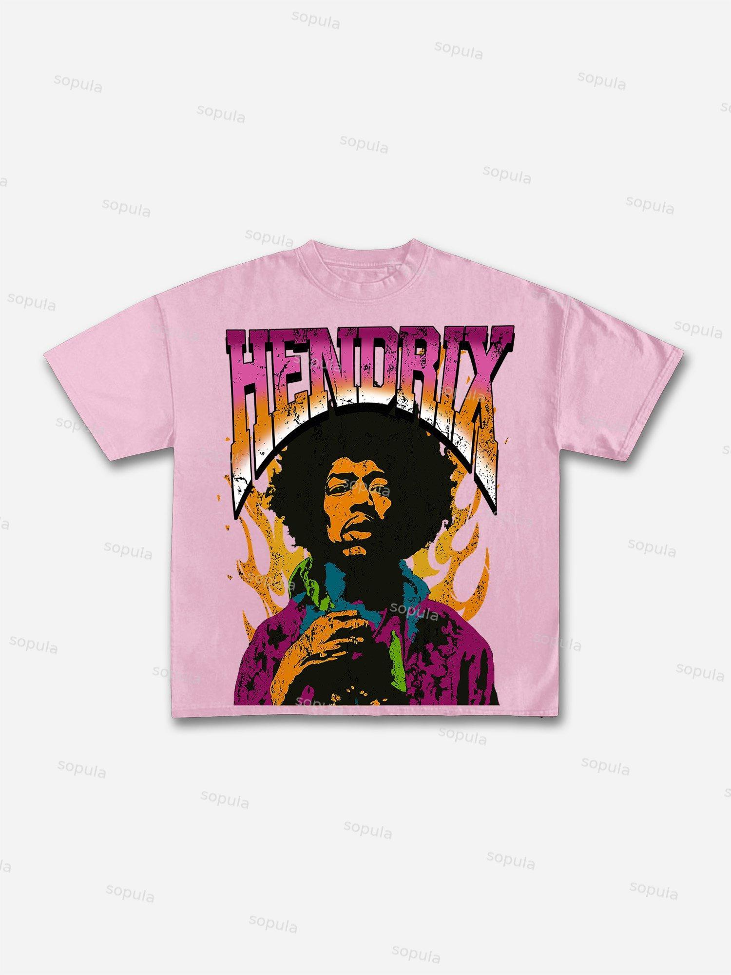 Jimi Hendrix Print Cotton T-shirt Product Image