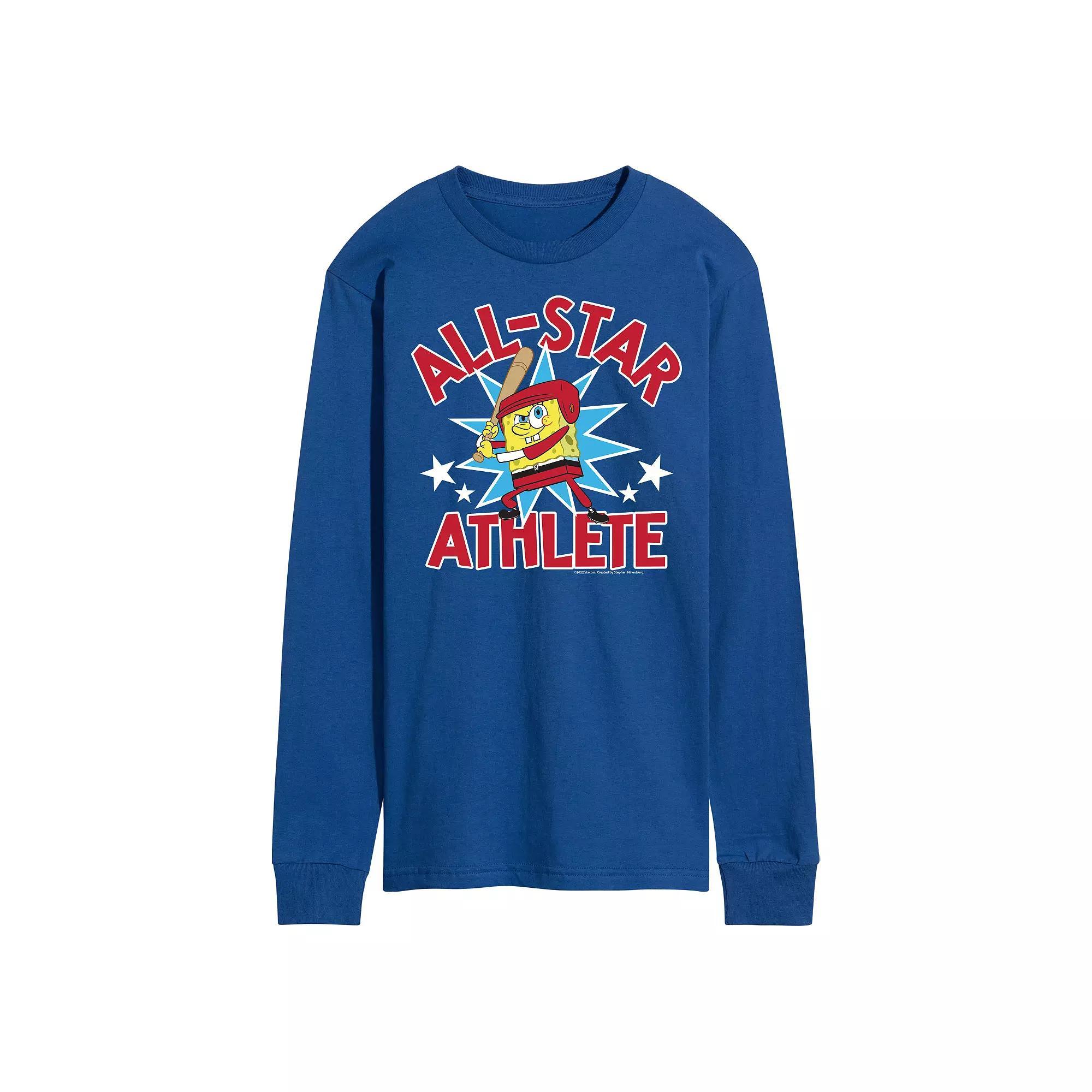 Men's Nickelodeon SpongeBob SquarePants All Star Athlete Long Sleeve Graphic Tee, Size: Small, Blue Product Image