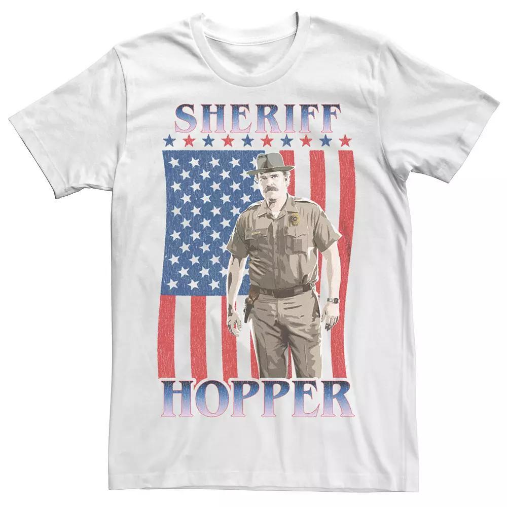 Men's Stranger Things Sheriff Hopper USA Flag Graphic Tee,  Product Image