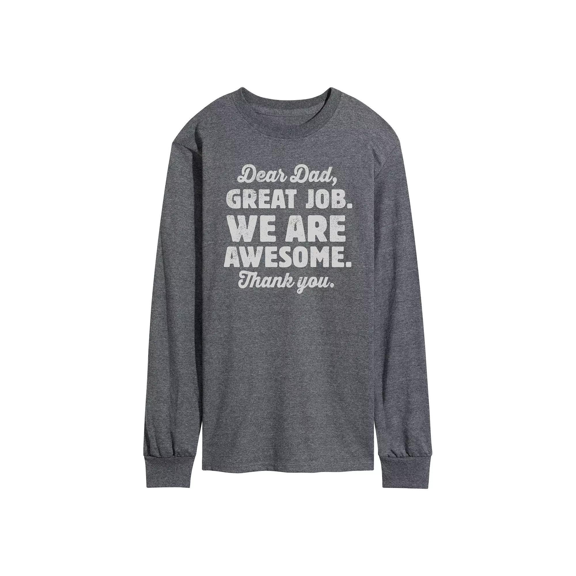 Men's Dear Dad Great Job Long Sleeve, Size: XXL, Heather Grey Product Image