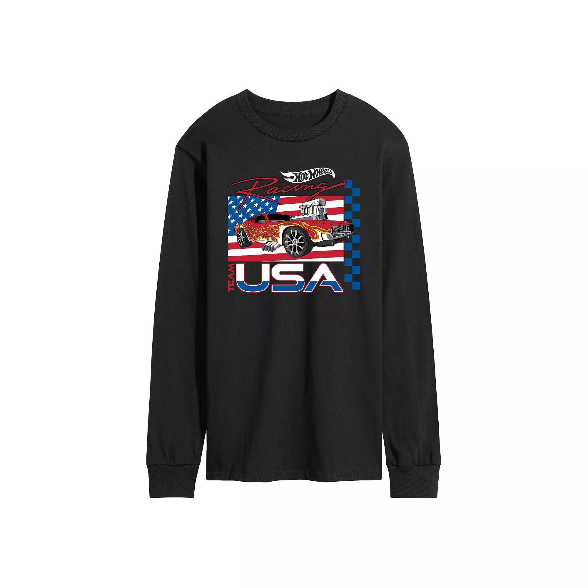 Men's Hot Wheels Americana Long Sleeve Graphic Tee, Size: Medium, Black Product Image