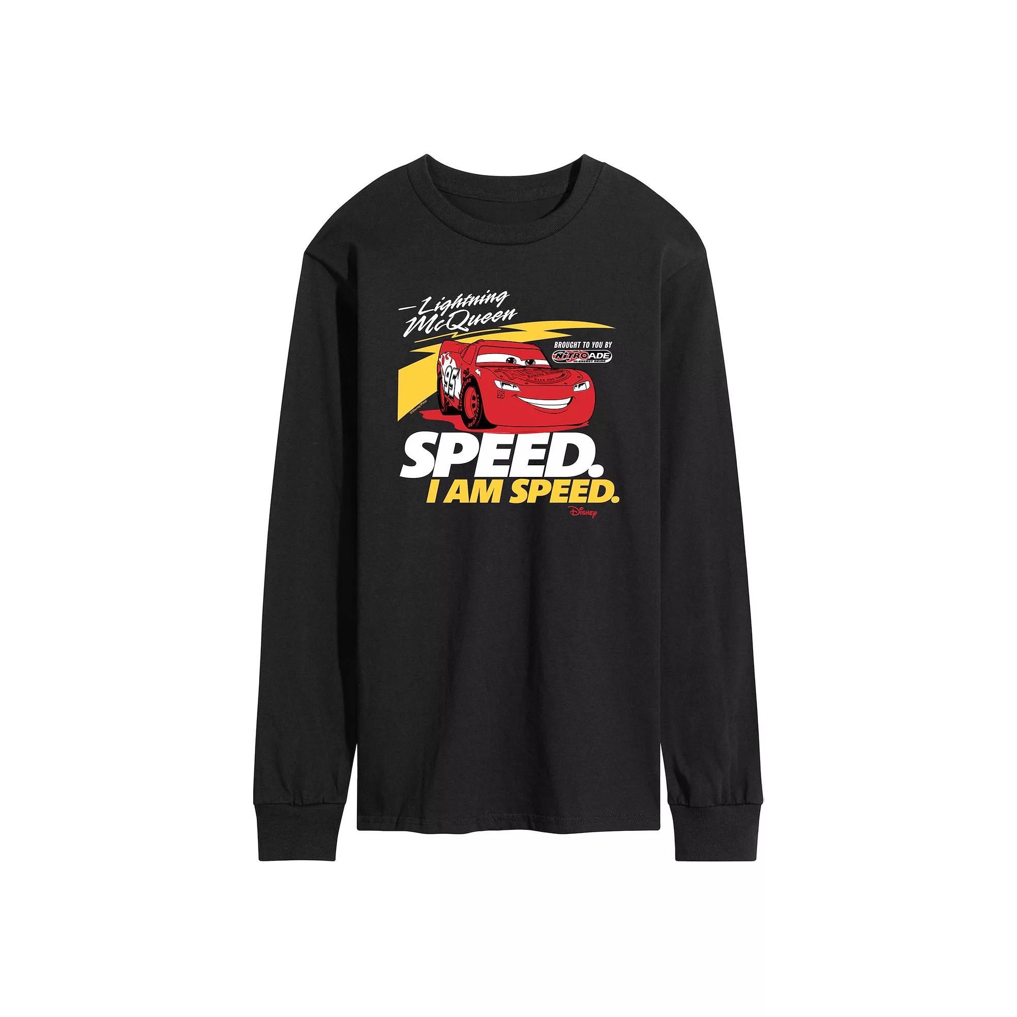 Disney / Pixar's Cars Lightening McQueen Men's Speed I am Speed Long Sleeve Graphic Tee,  Product Image