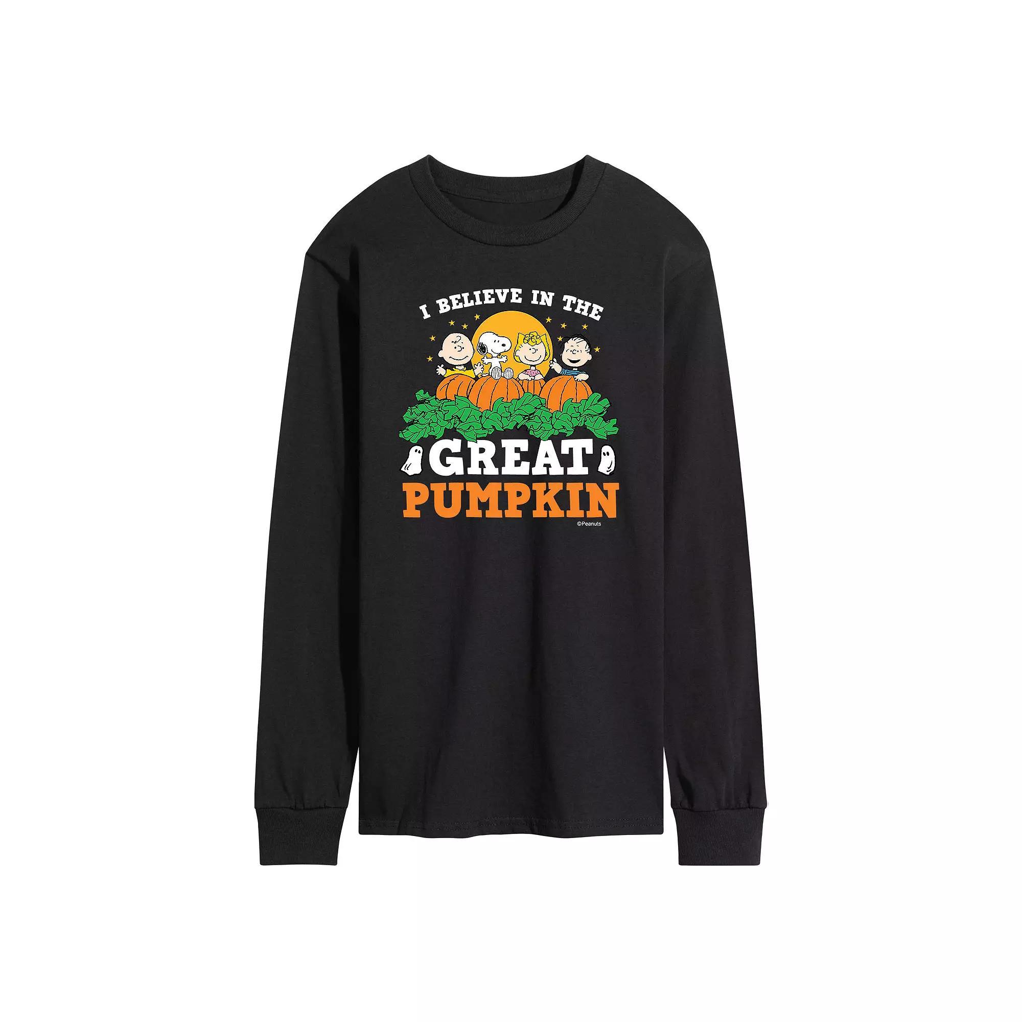 Men's Peanuts Great Pumpkin Long Sleeve Tee, Size: Large, Black Product Image