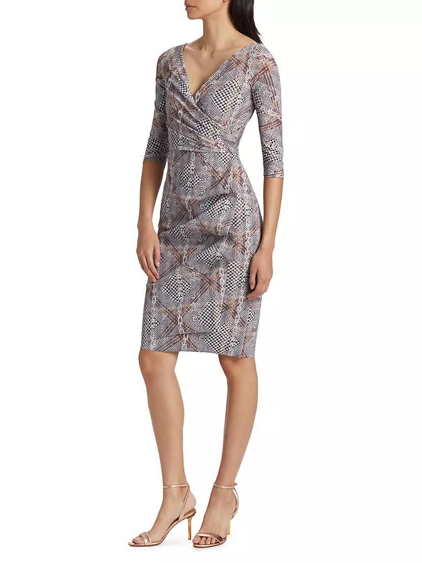 Florien Chainlink Check Surplice Midi-Dress Product Image