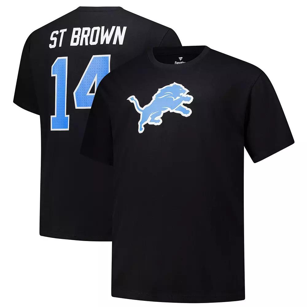 Men's Fanatics Amon-Ra St. Brown Black Detroit Lions Big & Tall Player Name & Number T-Shirt, Size: 2XB Product Image