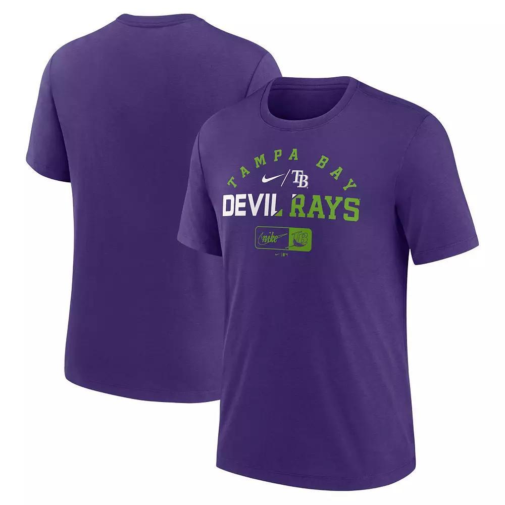 Men's Nike Heather Purple Tampa Bay Rays Rewind Review Slash Tri-Blend T-Shirt,  Product Image
