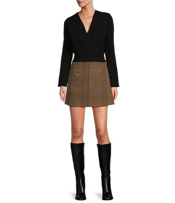 Antonio Melani Ira Crepe V-Neck Dropped Long Sleeve Ruched Wrap Blouse Product Image