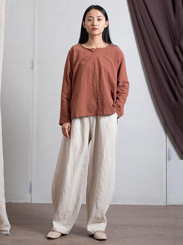 Simple High Waisted Solid Color Wide Leg Pants Product Image