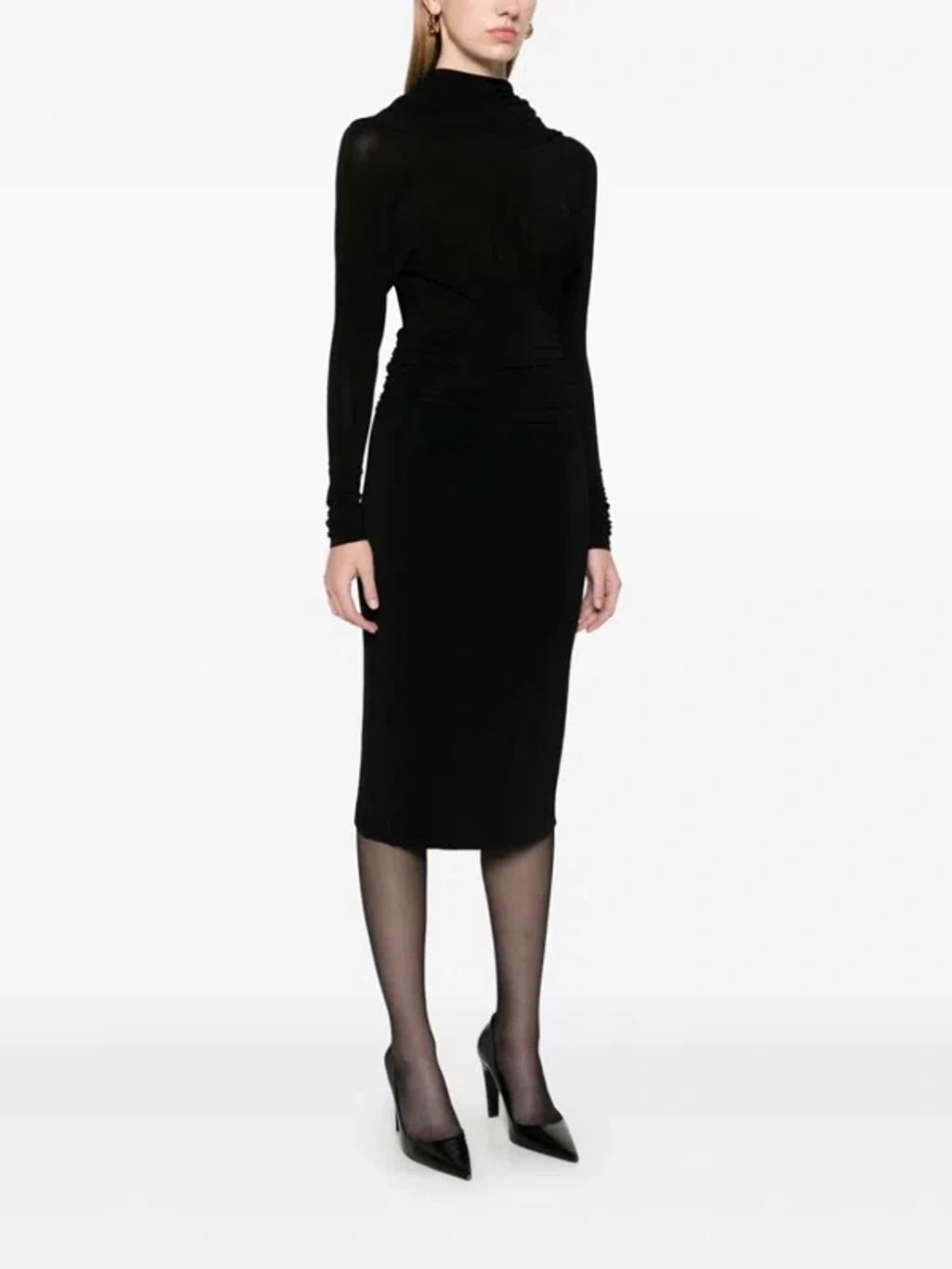 SAINT LAURENT Cowl-back Midi Dress In Black Product Image