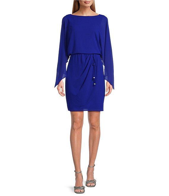 Jessica Howard Souffle Chiffon Boat Neck 3/4 Dolman Sleeve Blouson Dress Product Image