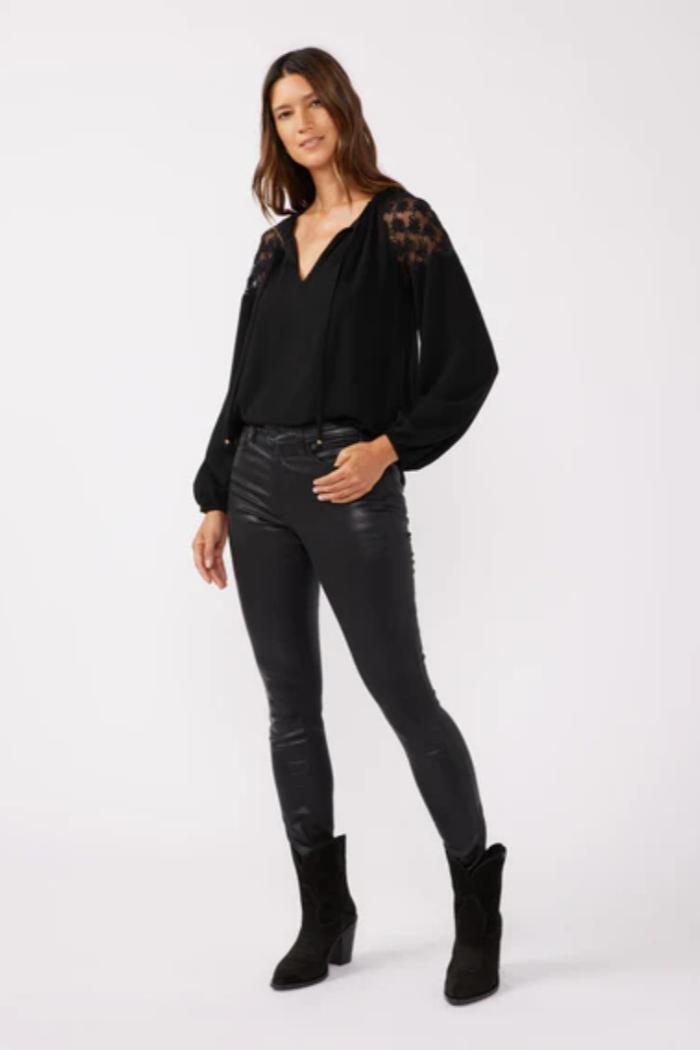 Embroidered Tie Neck Top Product Image