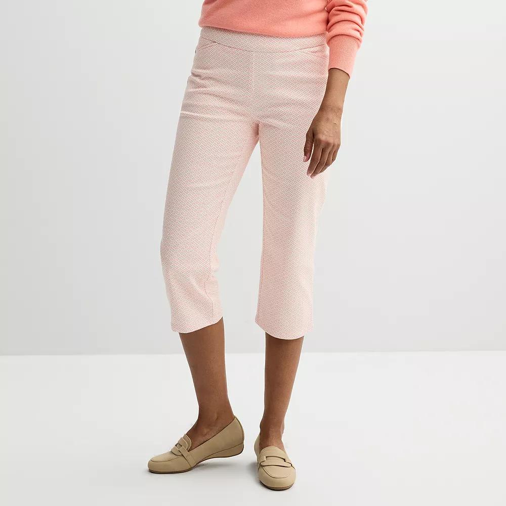 Women's Croft & Barrow® Effortless Stretch Capri Pants, Size: 8, White Pink Tiny Geo Product Image