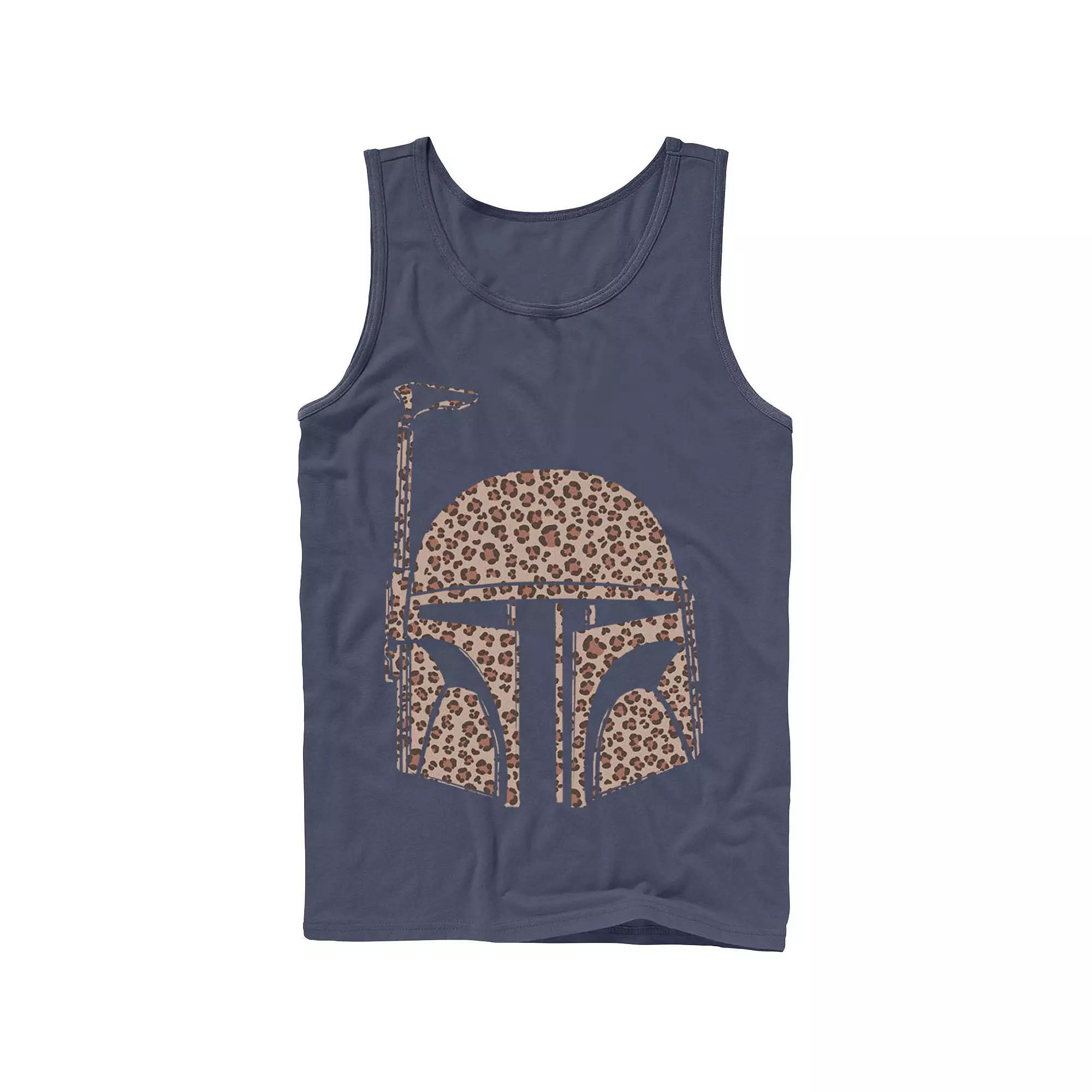 Men's Star Wars Boba Fett Helmet Cheetah Print Fill Tank Top,  Product Image