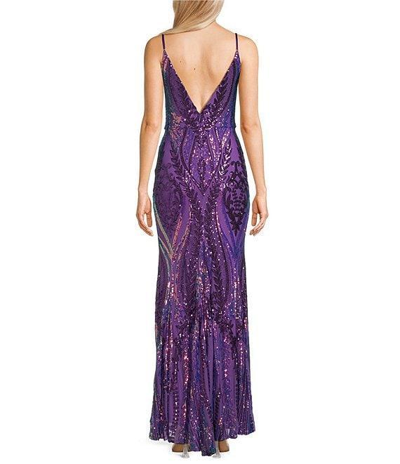 Blondie Nites Sequin Notch Neck Sleeveless Dress Product Image