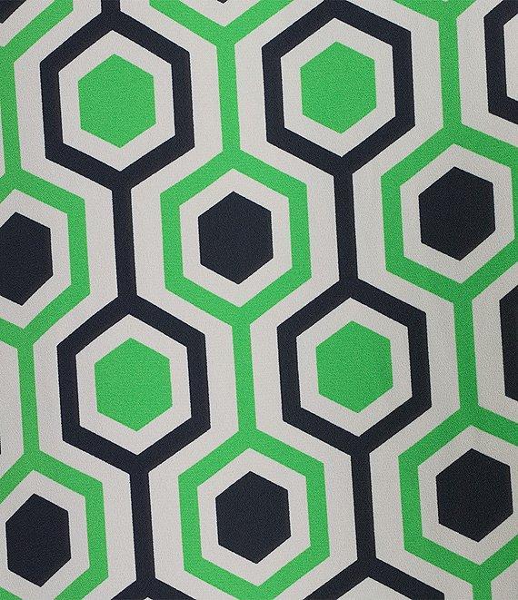 Multiples Woven Printed Ruffled Split V-Neck 3/4 Puff Sleeve Shirred Front Top Product Image