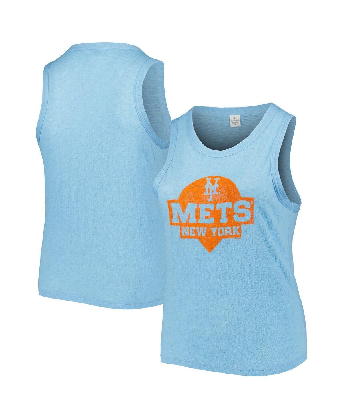 Womens Soft as a Grape Blue New York Mets Plus Size High Neck Tri-Blend Tank Top Product Image