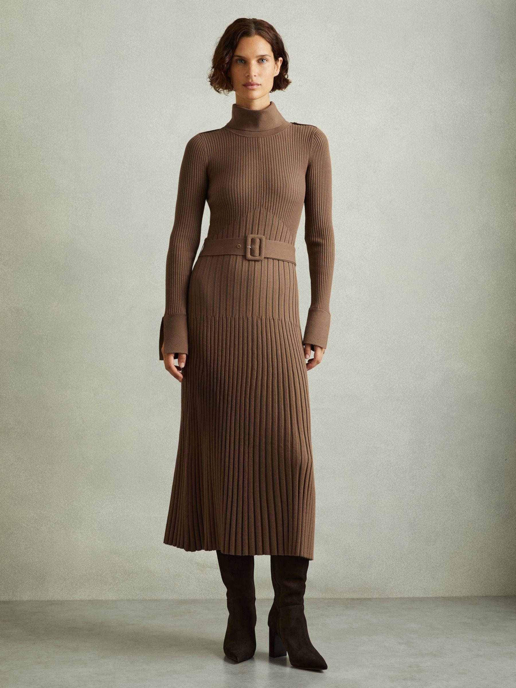 Petite Jersey Twist-Detail Midi Dress in Grey Product Image