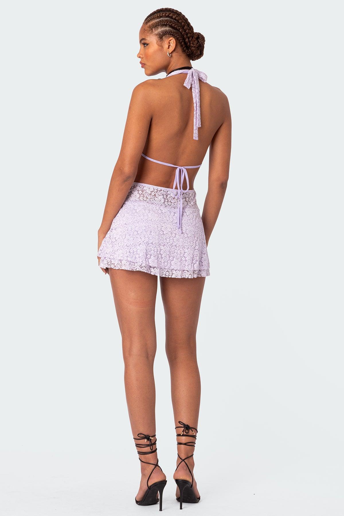 Danny Open Back Sheer Lace Mini Dress Product Image