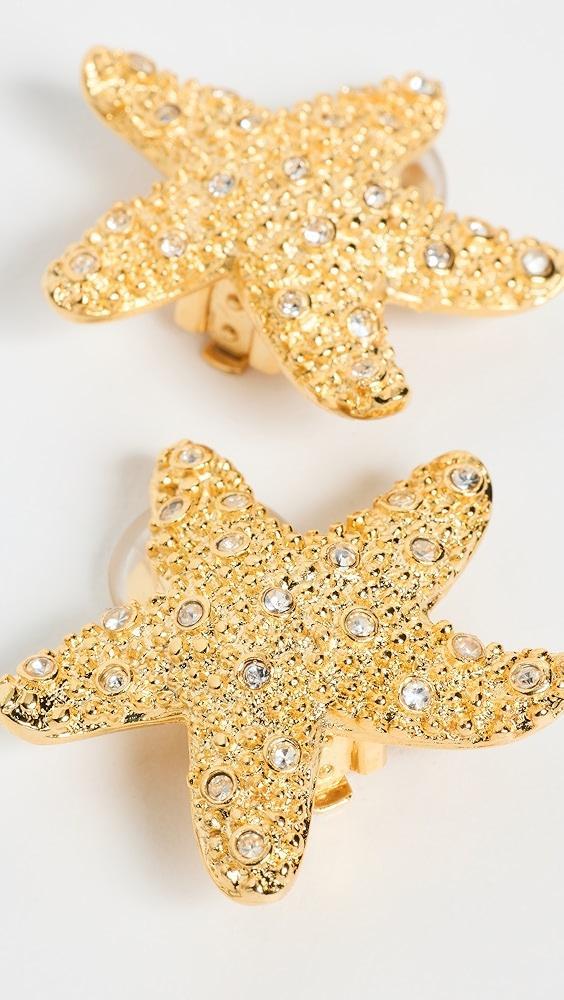 Kenneth Jay Lane Gold and Crystal Starfish Clip Earrings | Shopbop Product Image