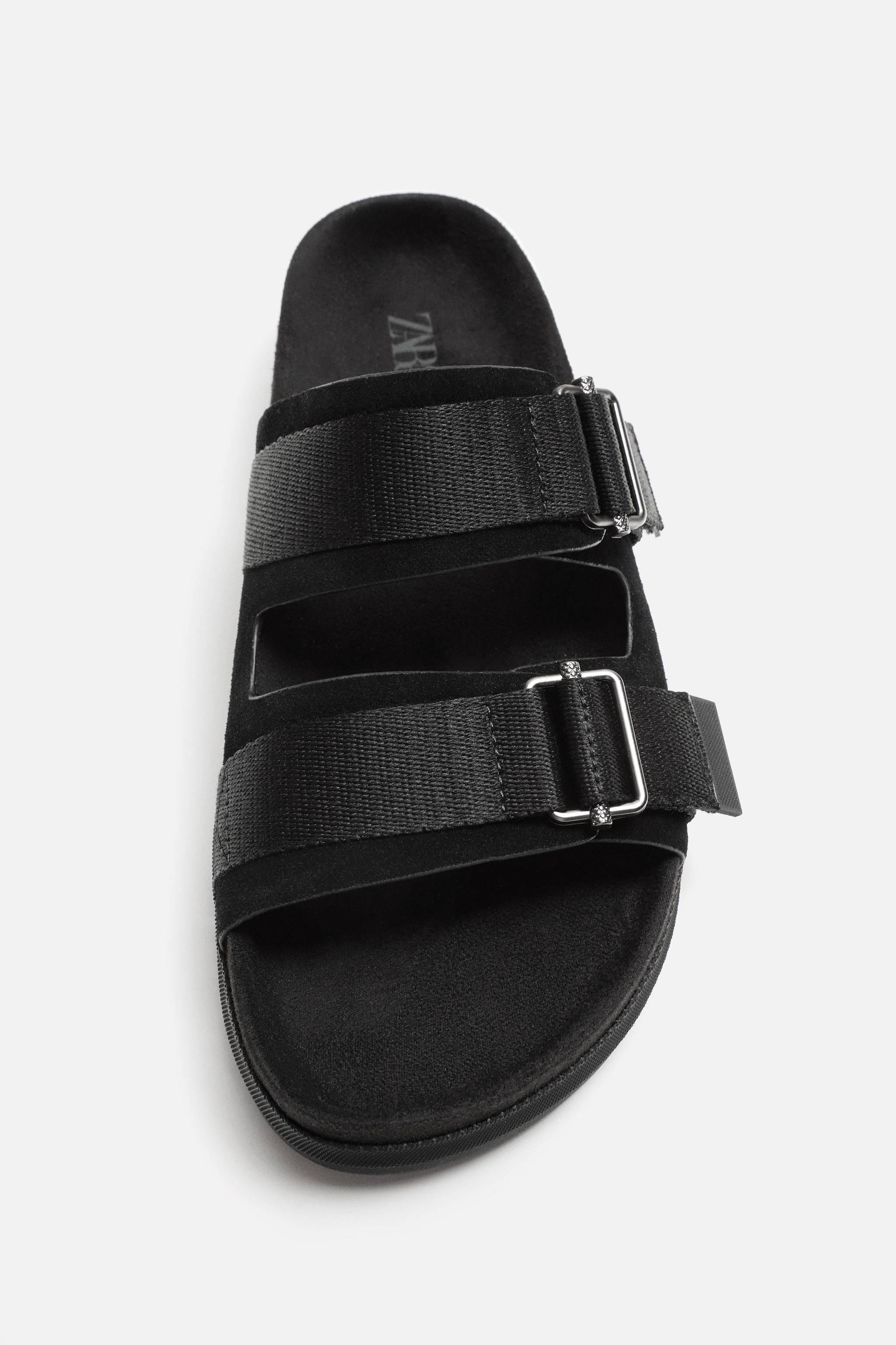 DOUBLE STRAP LEATHER SANDALS Product Image