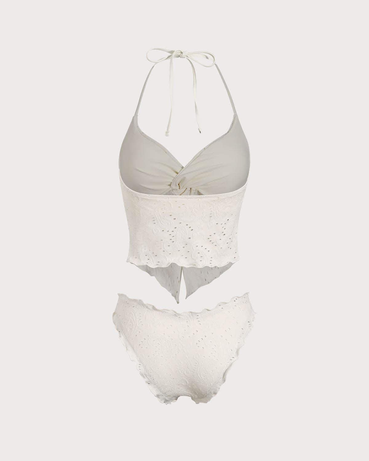 White Twist Tankini Swimsuit Product Image