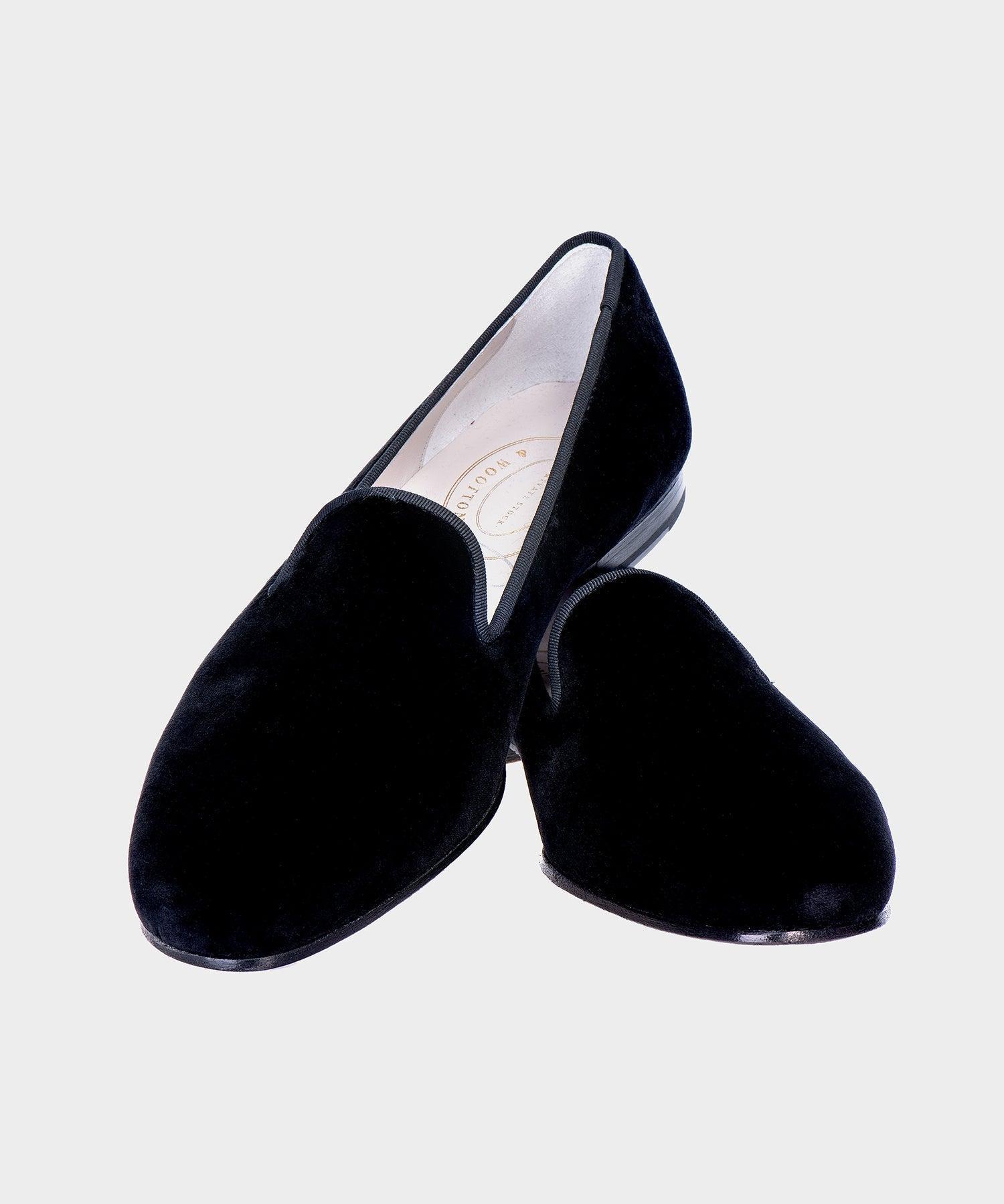 Stubbs & Wootton Black Velvet Slippers Product Image