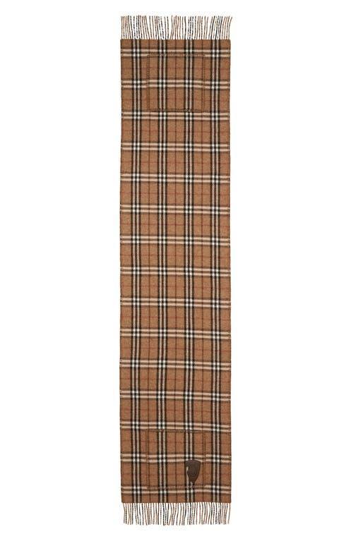 BURBERRY Reversible Check Cashmere & Wool Fringe Scarf <br /> In Buzzard/sand Product Image