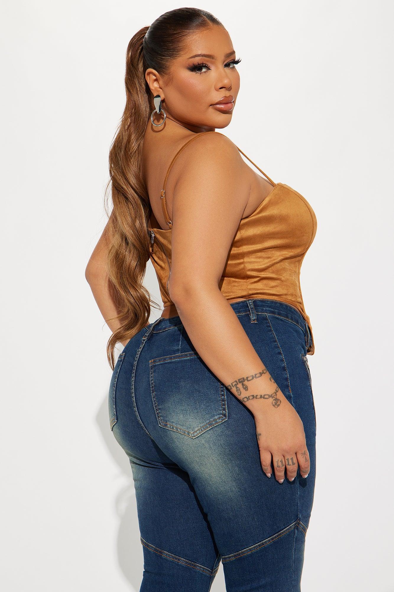 Howdy Faux Suede Corset Top - Camel Product Image